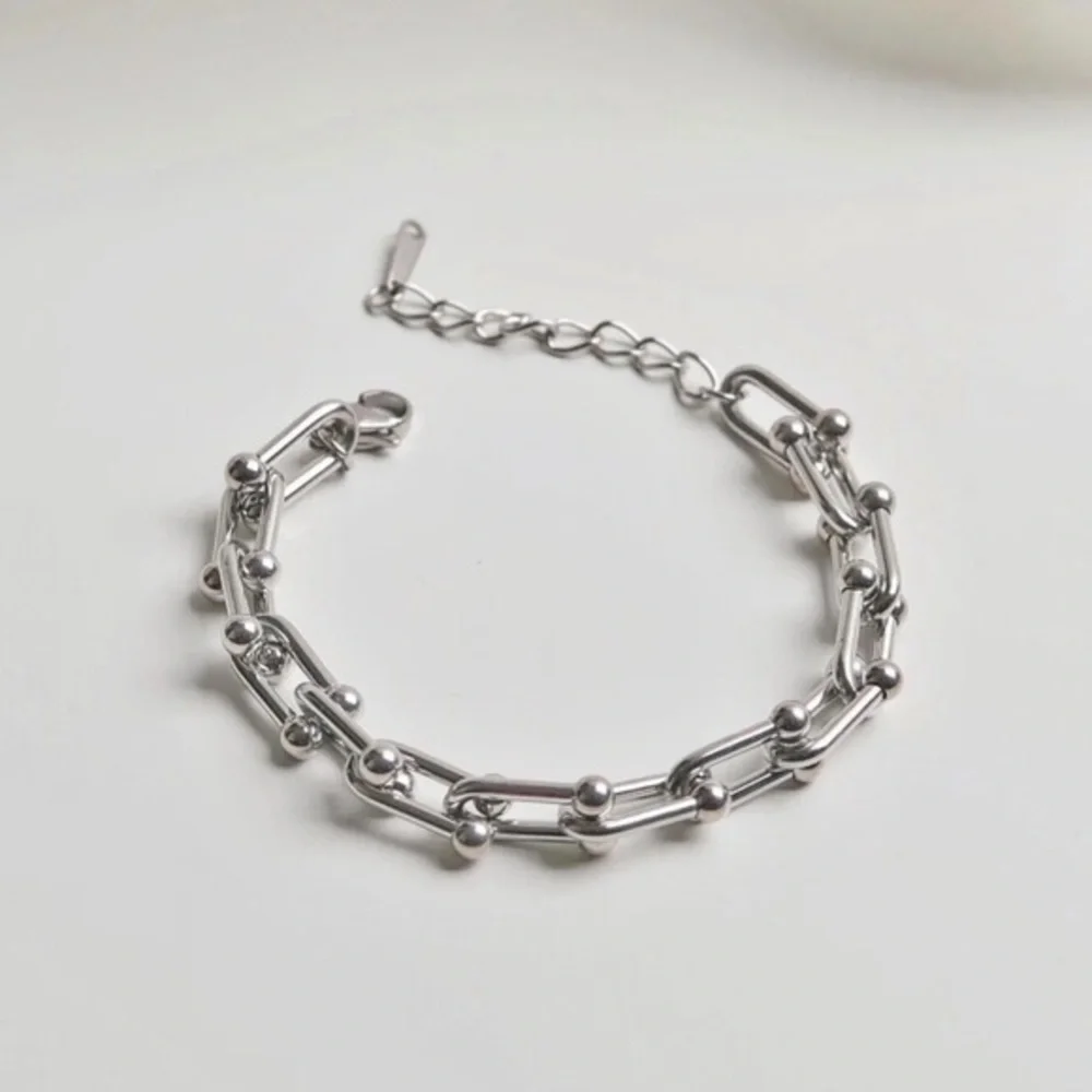 Silver Hardwear Small U Link Bracelet
